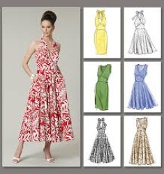 8727 EZ VOGUE HALTER / SLEEVELESS SLIM- FLARE INSET DRESS PATTERN 14-20 UNCUT